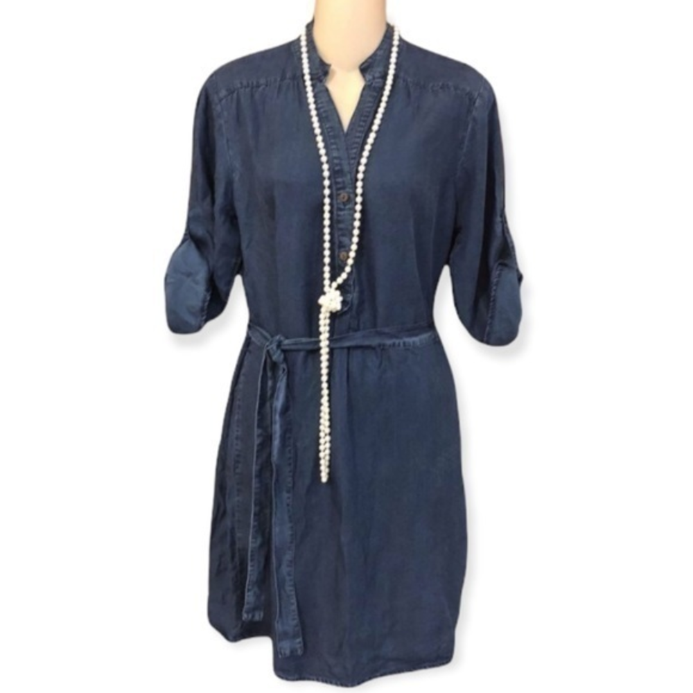 Tacera denim dress with belt‎
